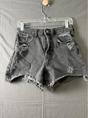 Wild Fable High Rise Distressed Denim Shorts Women's Size 2 Black Button Fly Cut